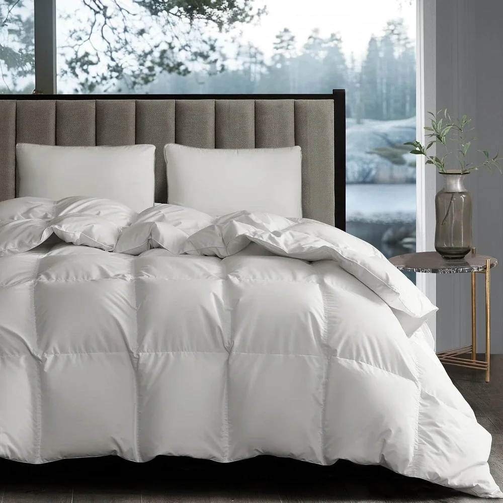 Hotel Grand White Goose Down Fiber Comforter Full Queen Size, 90
